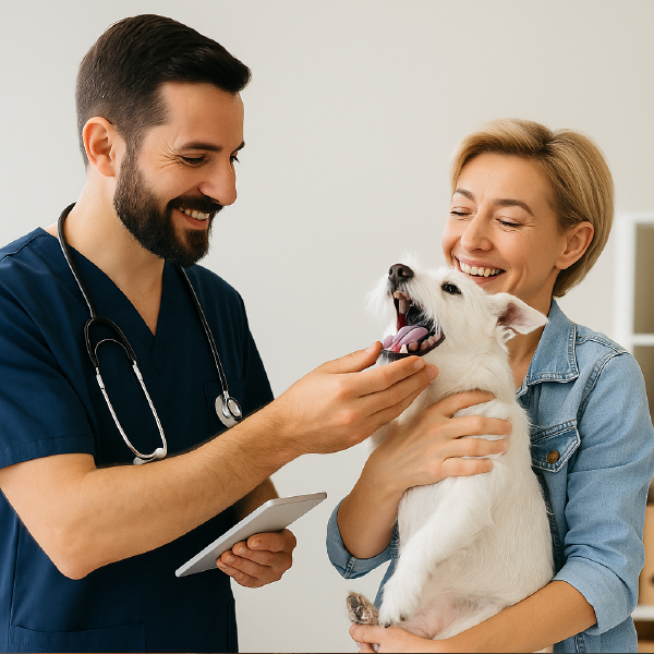 veterinario examinando um gato